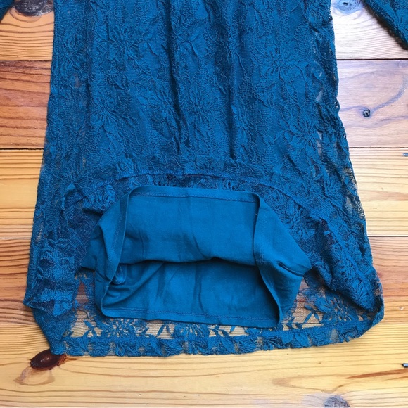 Forever 21 Teal Lace Sheath Dress, EUC, S - Picture 8 of 12